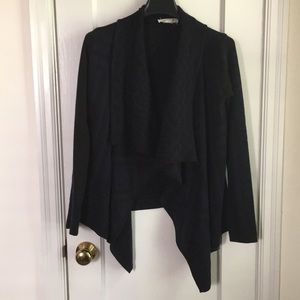 Black and blue print cardigan sweater